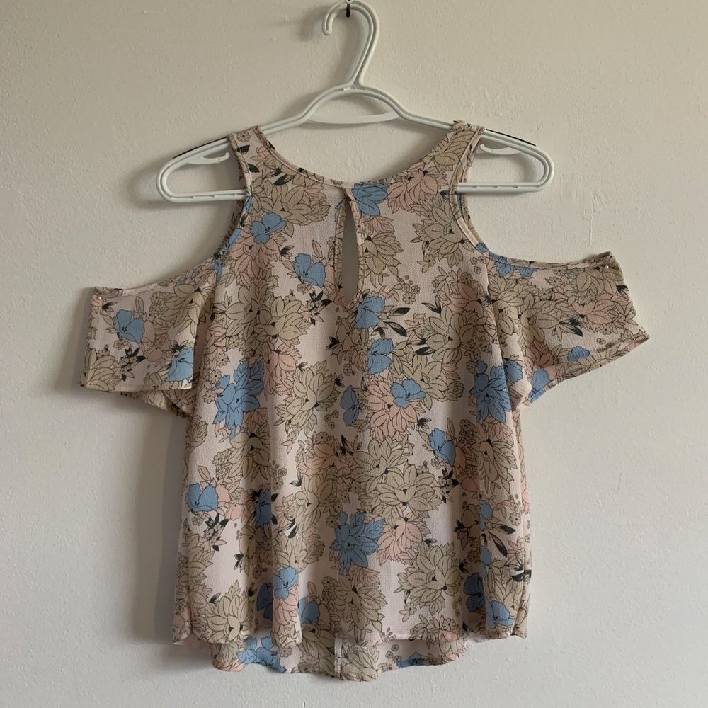 Floral Print Off Shoulder Sleeved Summer Shirt